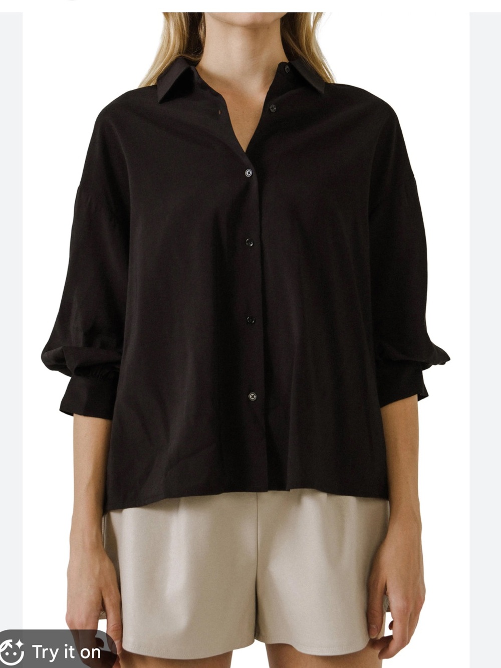 English Factory Black Balloon Sleeve Blouse Size XS